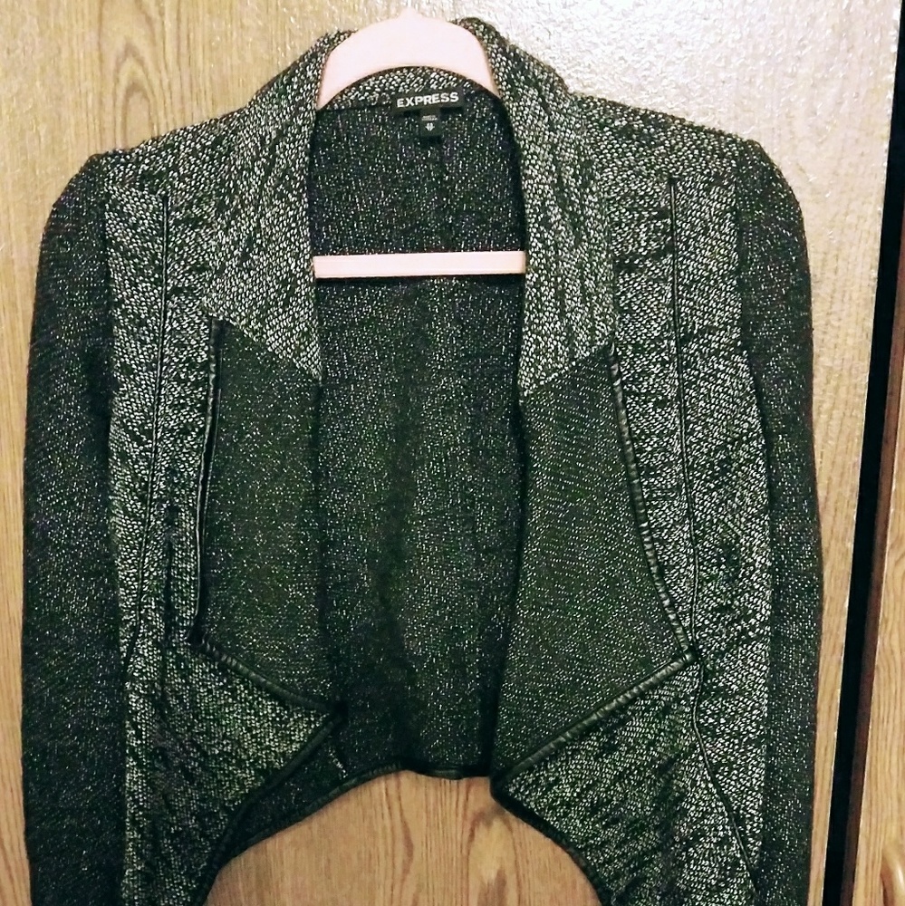 Express Marle Black Grey XS Motor Blazer